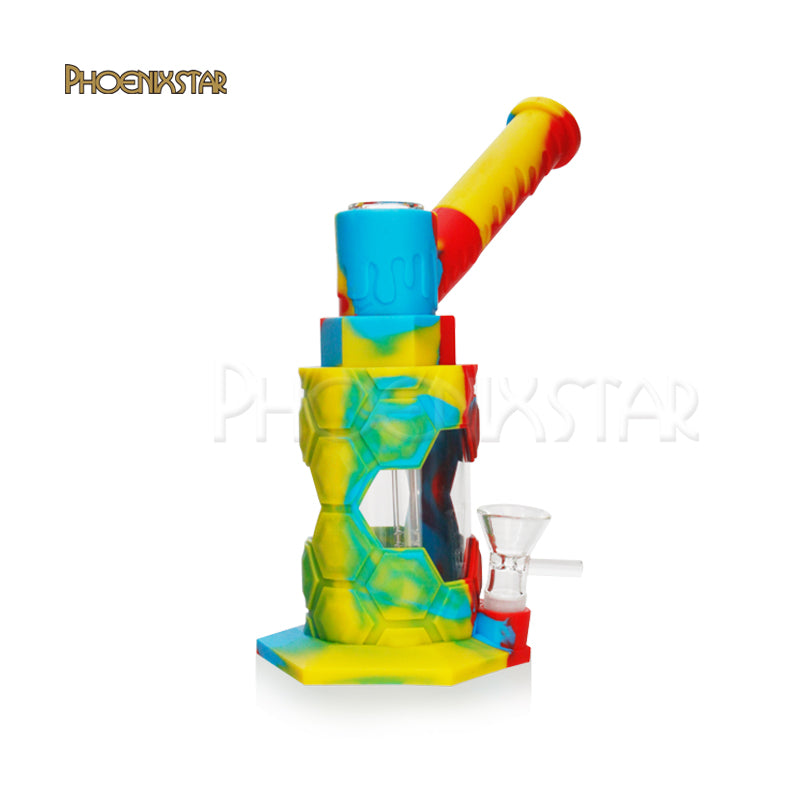 Silicone Bong + Glass 8" Silicone Dab Rig
