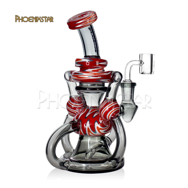 Recycler Bong 7.5" American Glass Phoenix Star