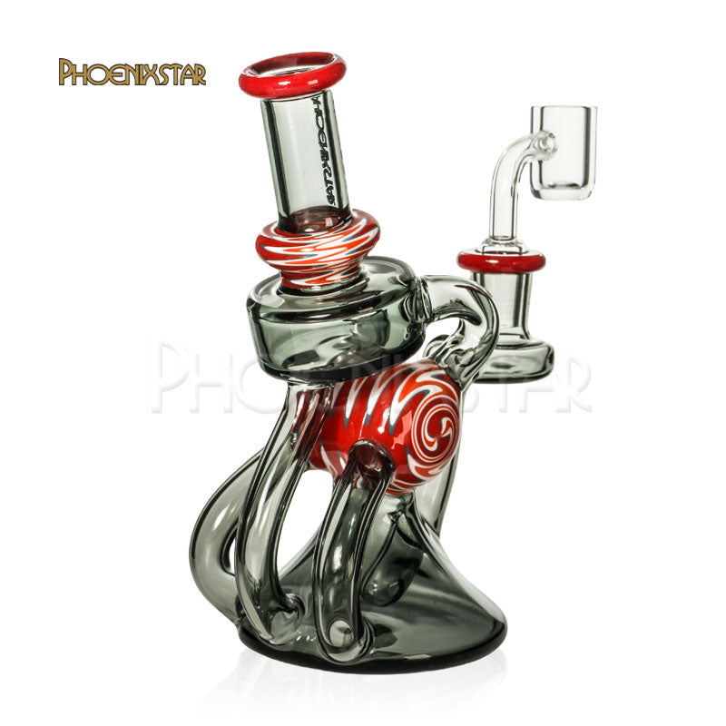 Recycler Bong 7" American Glass Phoenix Star