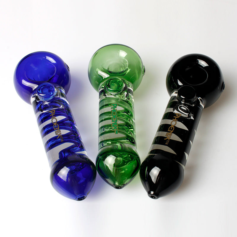 6" Freezable Coil Pipe Glycerin Blue Spoon Bowl Phoenix