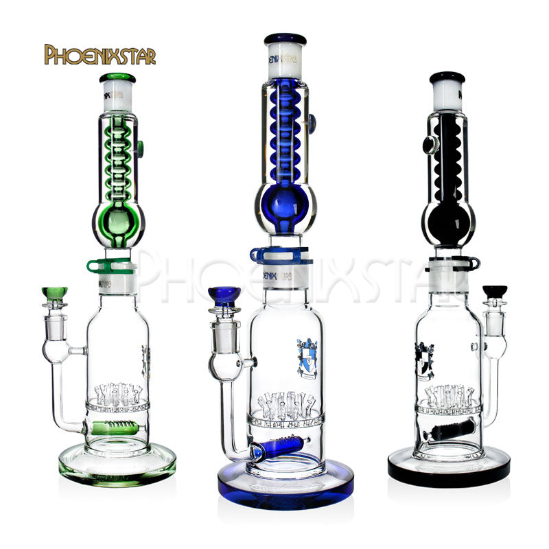 Freezable Bong 17" Glycerin Sprinkler Grid Perc Phoenix Star
