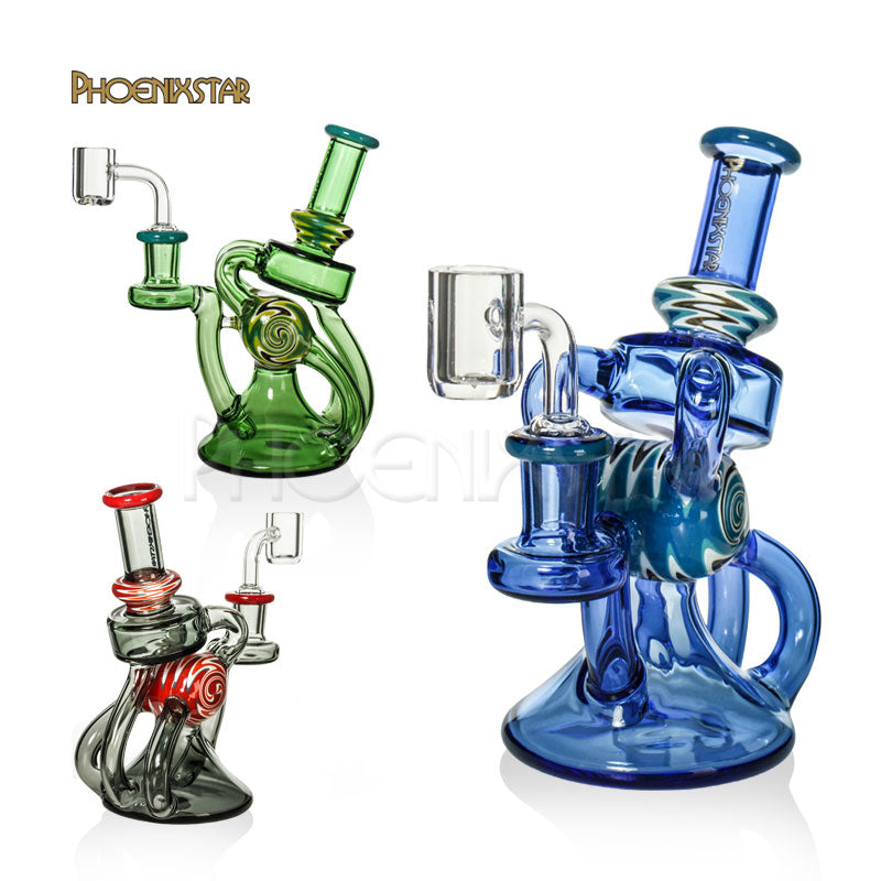 Recycler Bong 7" American Glass Phoenix Star
