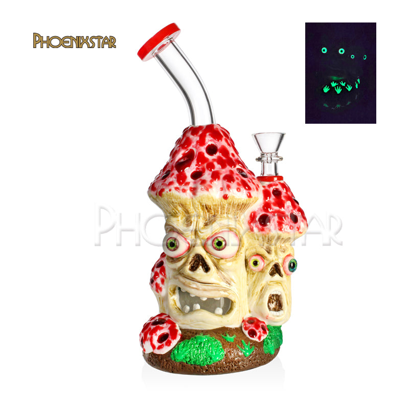 Mushroom Bong 10" Glow In Dark