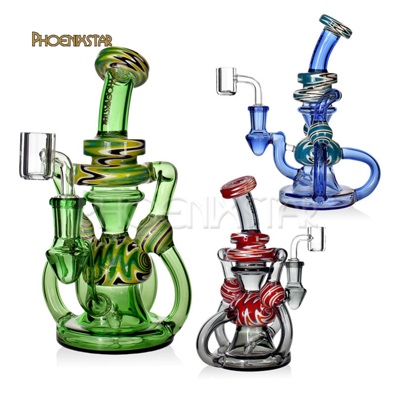 Recycler Bong 7.5" American Glass Phoenix Star