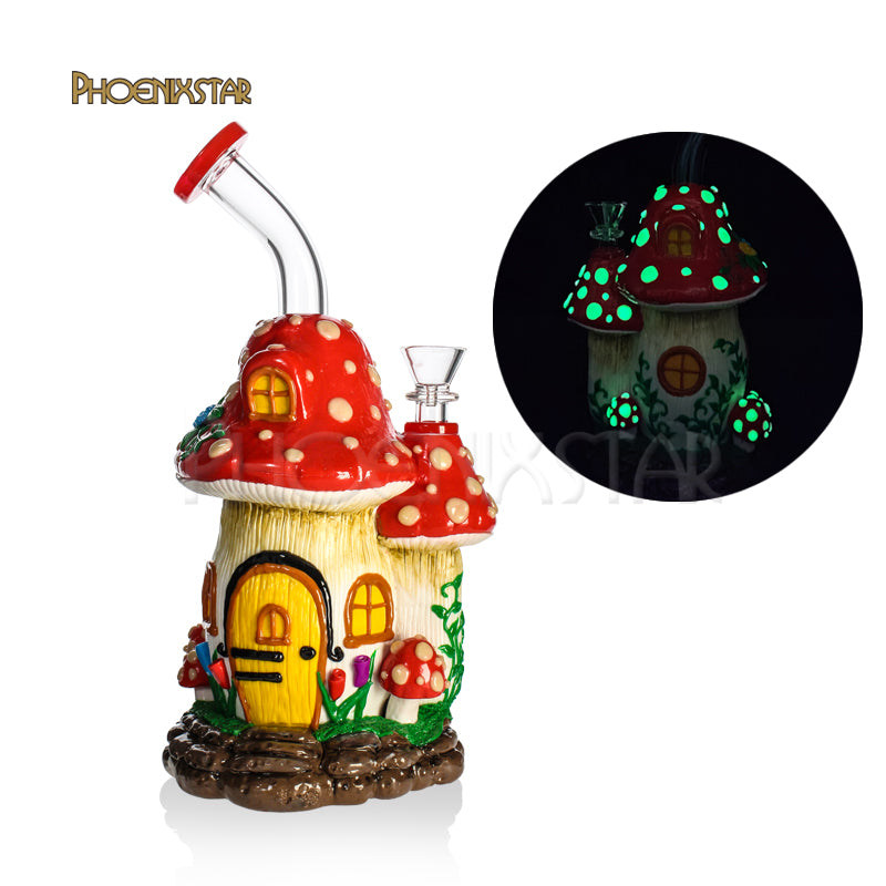 Mushroom Bong 10" Glow In Dark