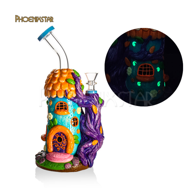 Bong Mushroom House 7" Purple Mushroom Bong Frog