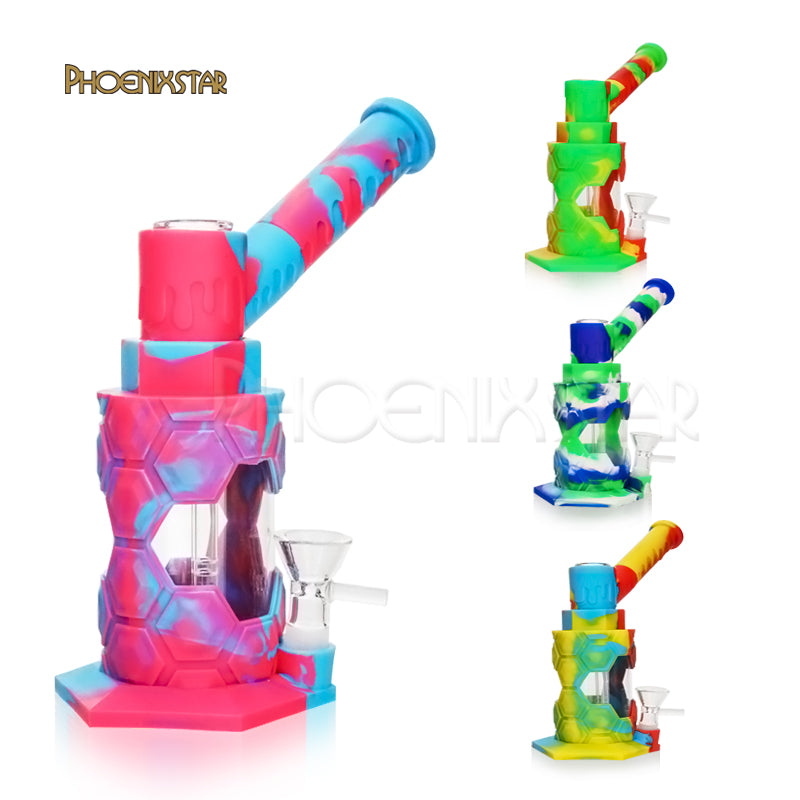Silicone Bong + Glass 8" Silicone Dab Rig
