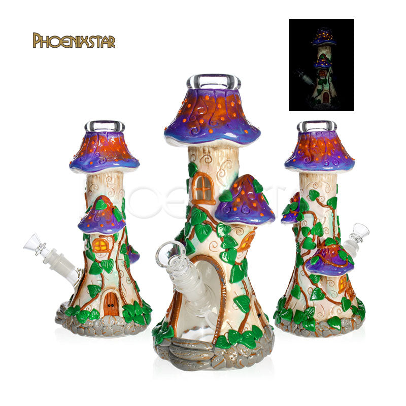Mushroom Bong 10" Glow In Dark