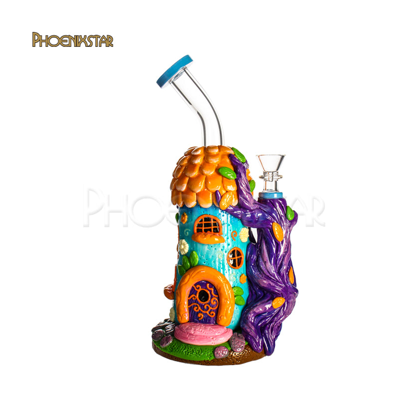Bong Mushroom House 7" Purple Mushroom Bong Frog