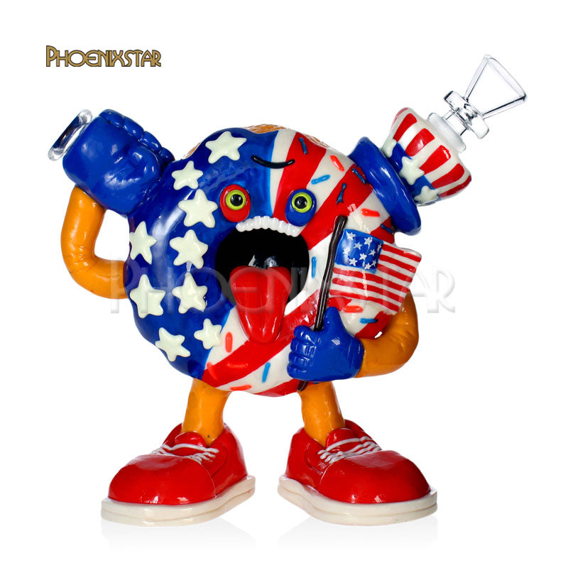 Dab Rig Recycler Bong 5" Monster Donut Phoenix Star American Flag
