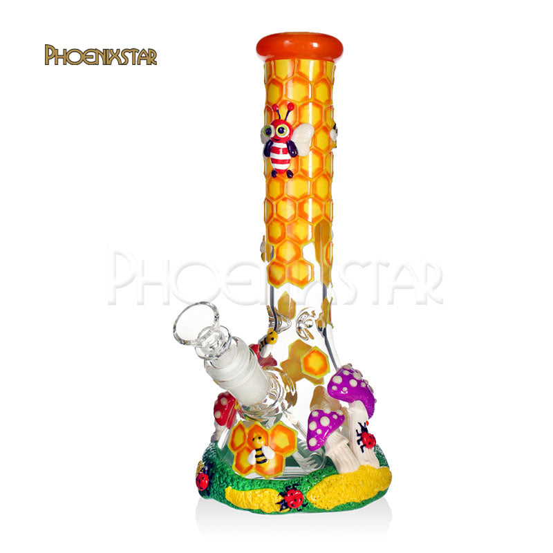 Bong Honeybee Bong 10" Mushroom Glow In Dark