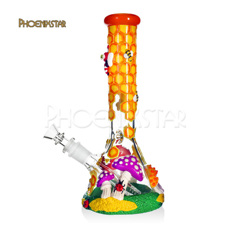 Bong Honeybee Bong 10" Mushroom Glow In Dark