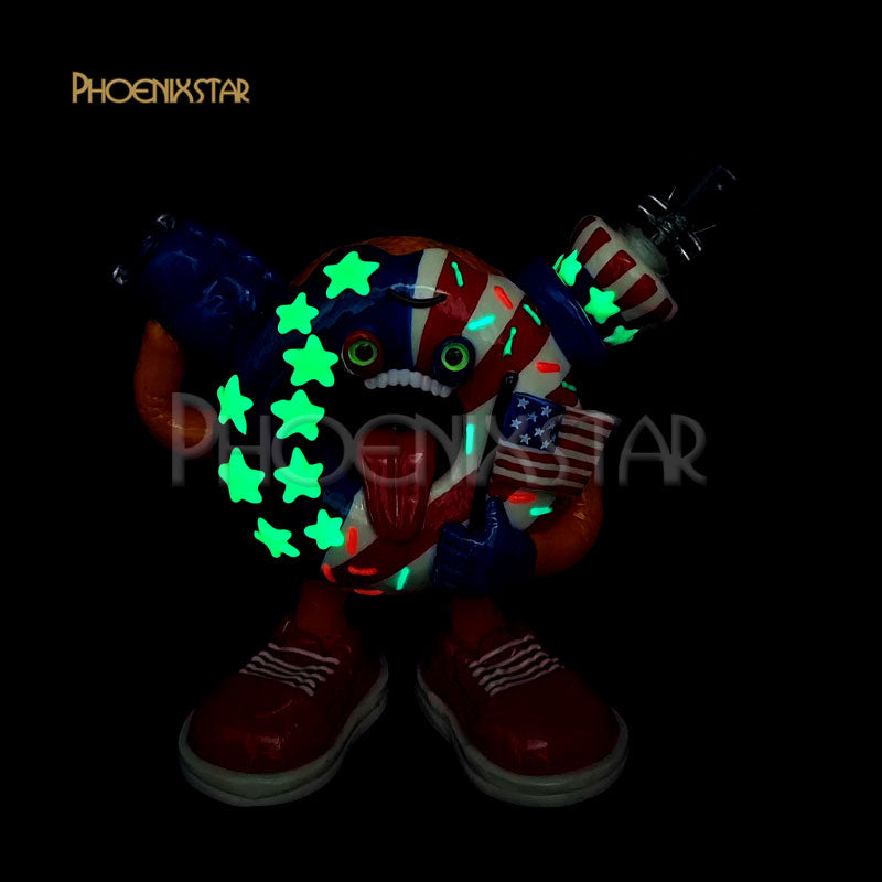 Dab Rig Recycler Bong 5" Monster Donut Phoenix Star American Flag