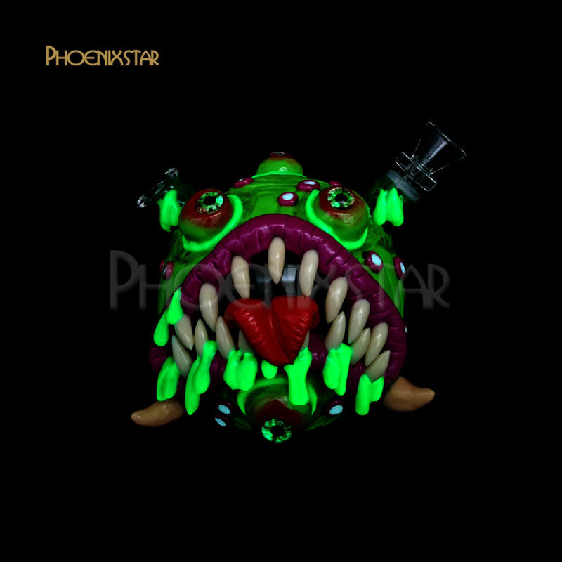 Monster Bong Mushroom Skull Dab Rig Bong - Phoenix Star Glow In Dark