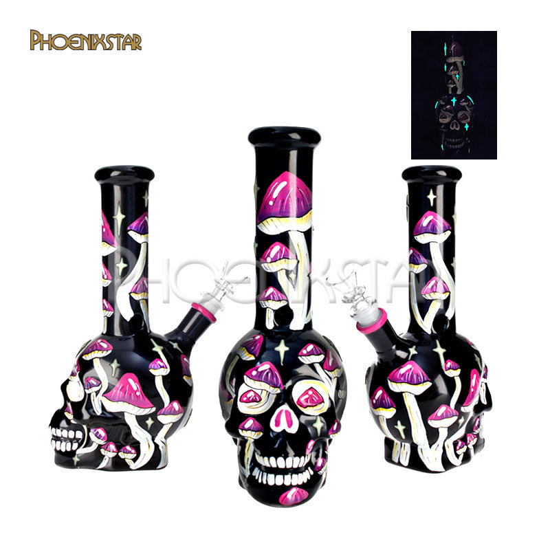 Mushroom Bong 10" Glow In Dark Phoenix Star Monster Bong