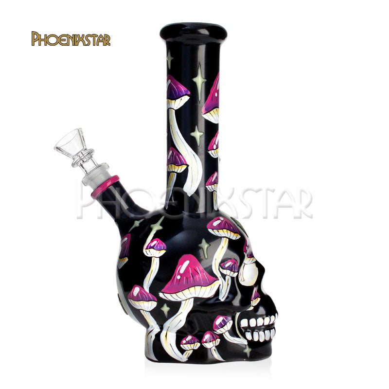 Mushroom Bong 10" Glow In Dark Phoenix Star Monster Bong