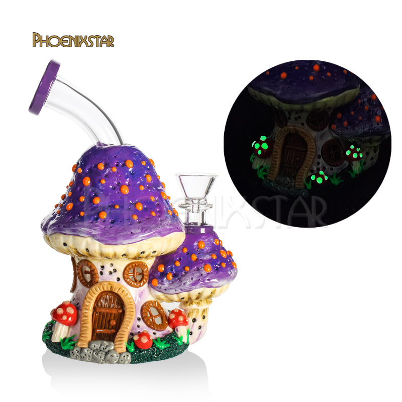 Bong Mushroom House 7" Purple Mushroom Bong