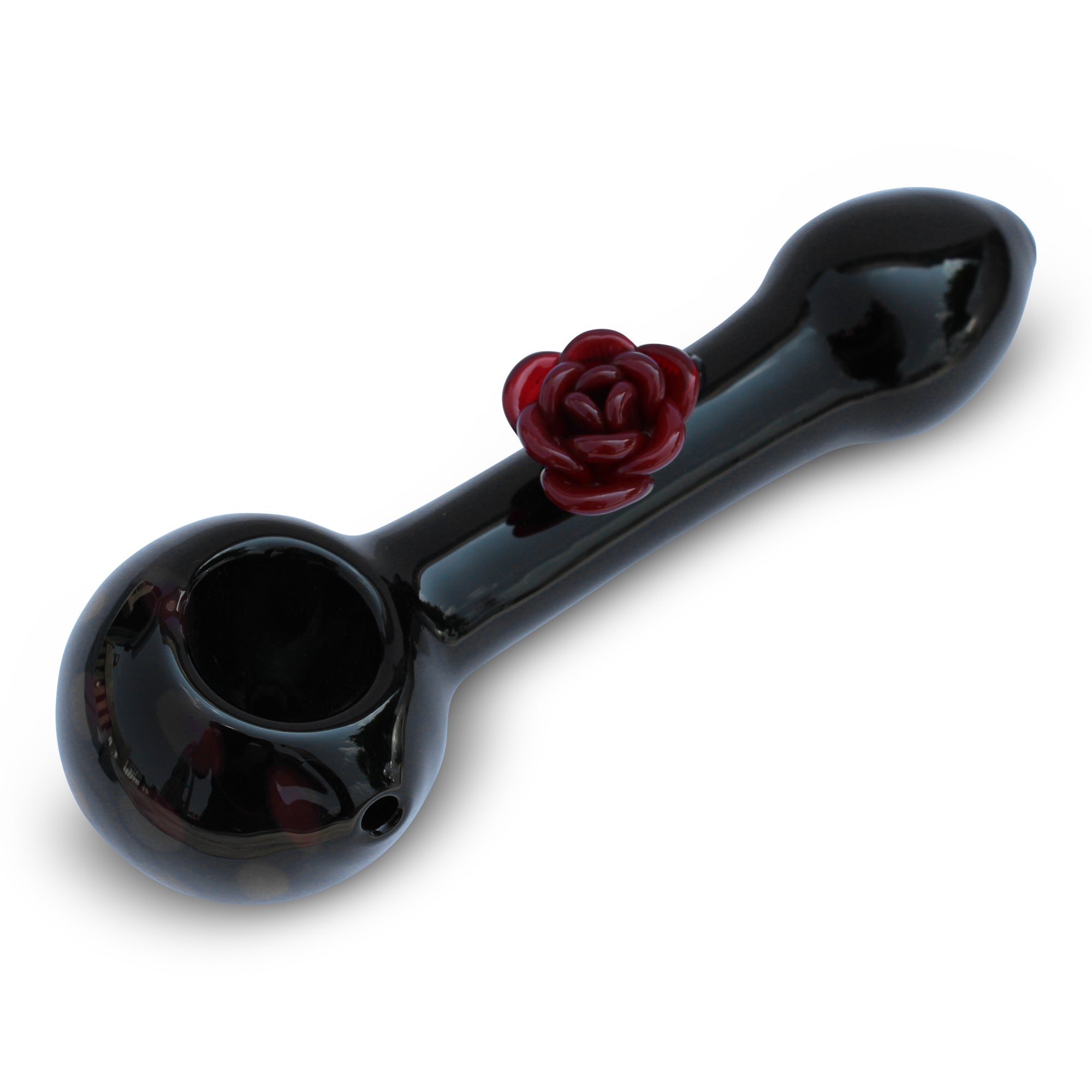 Glass Pipe Hand Pipe Goth Rose