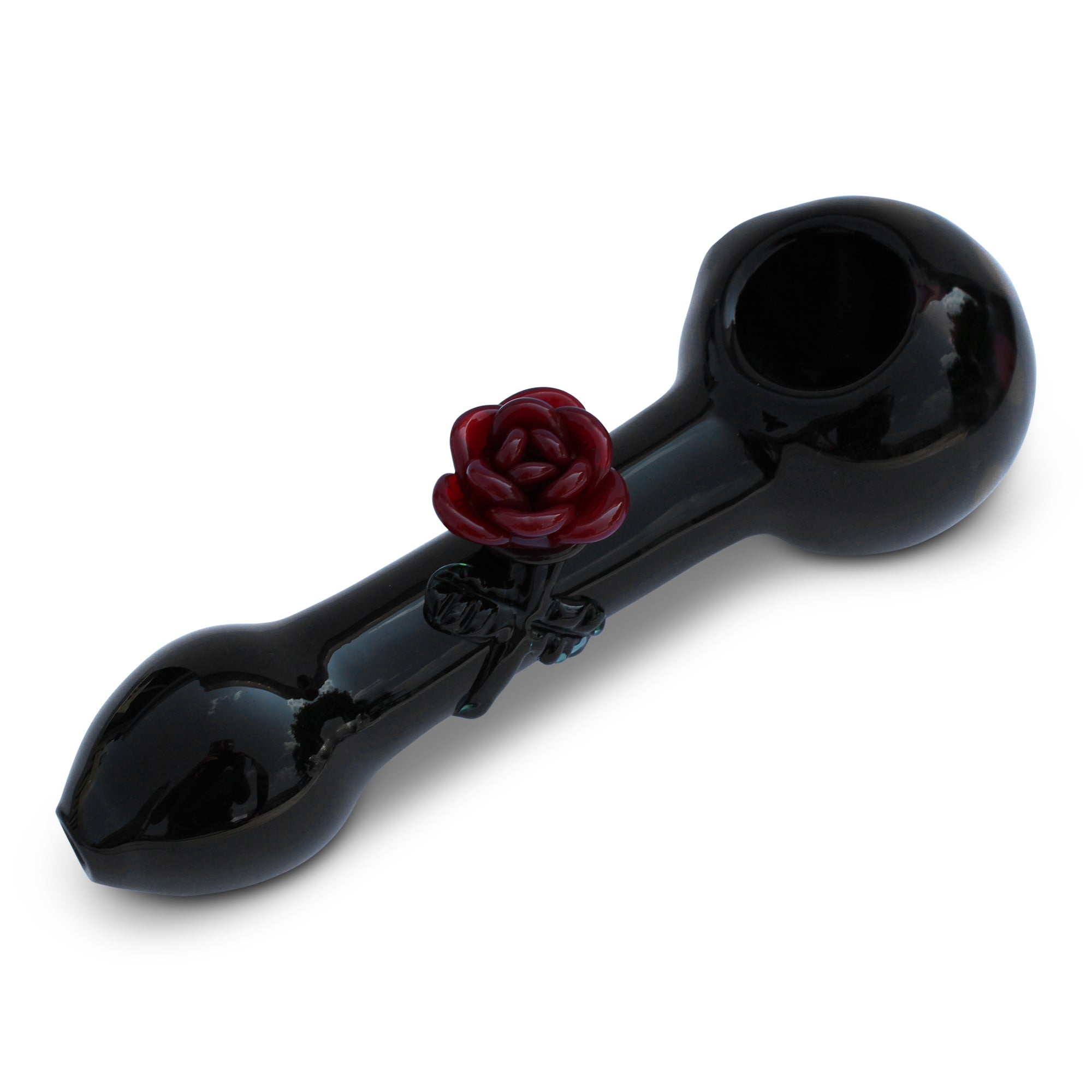 Glass Pipe Hand Pipe Goth Rose