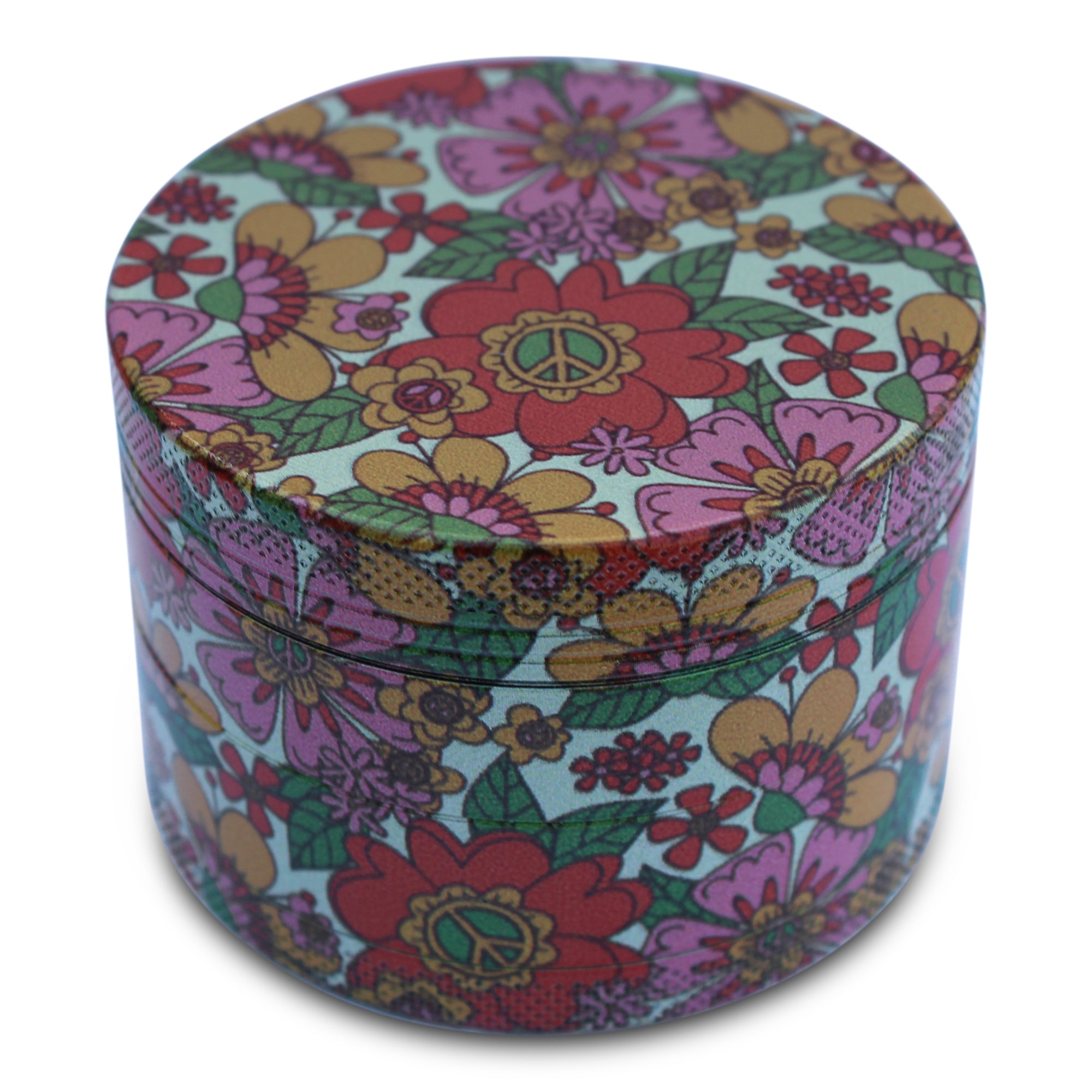 Weed Grinder - Hippy Flowers Peace Sign Grinder
