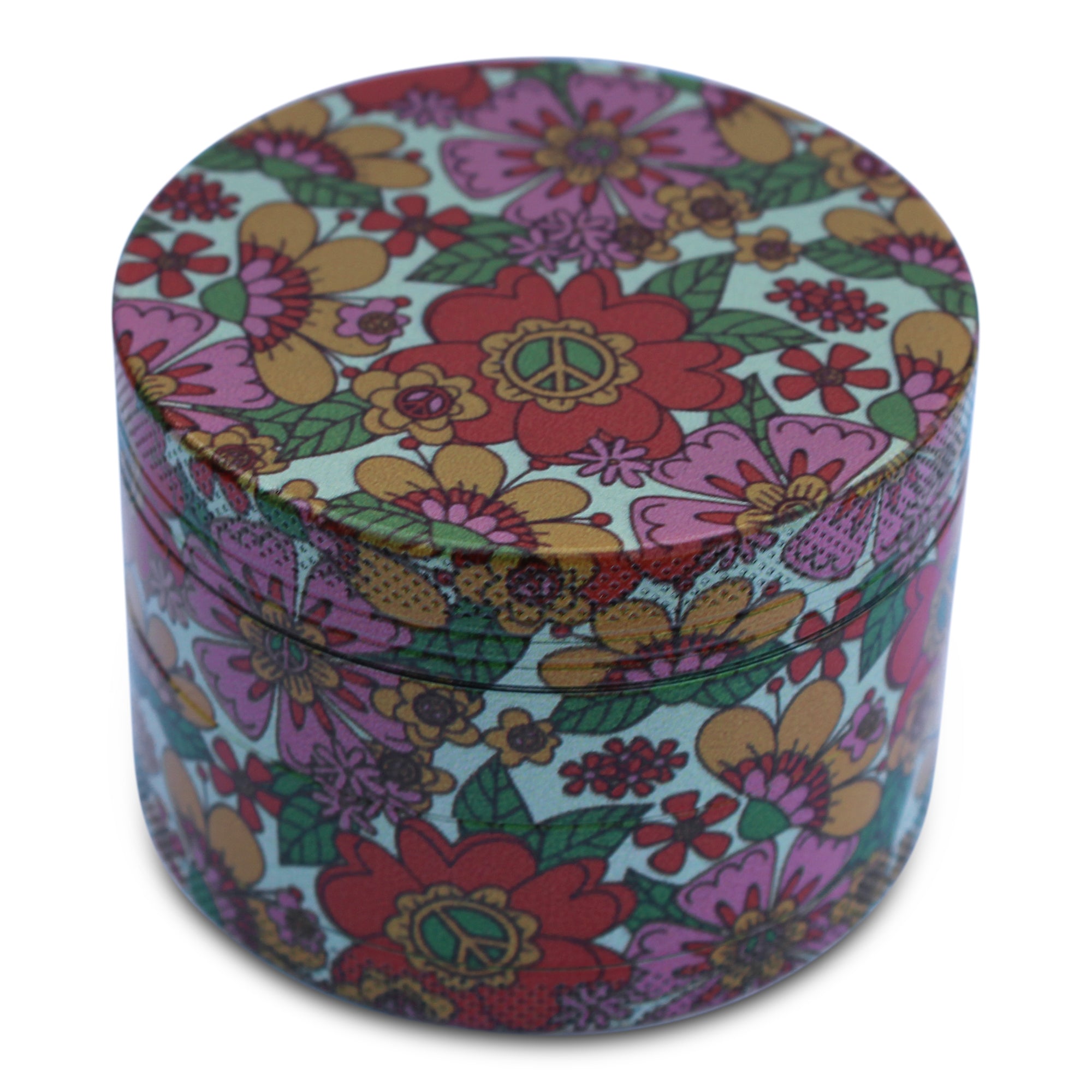 Weed Grinder - Hippy Flowers Peace Sign Grinder