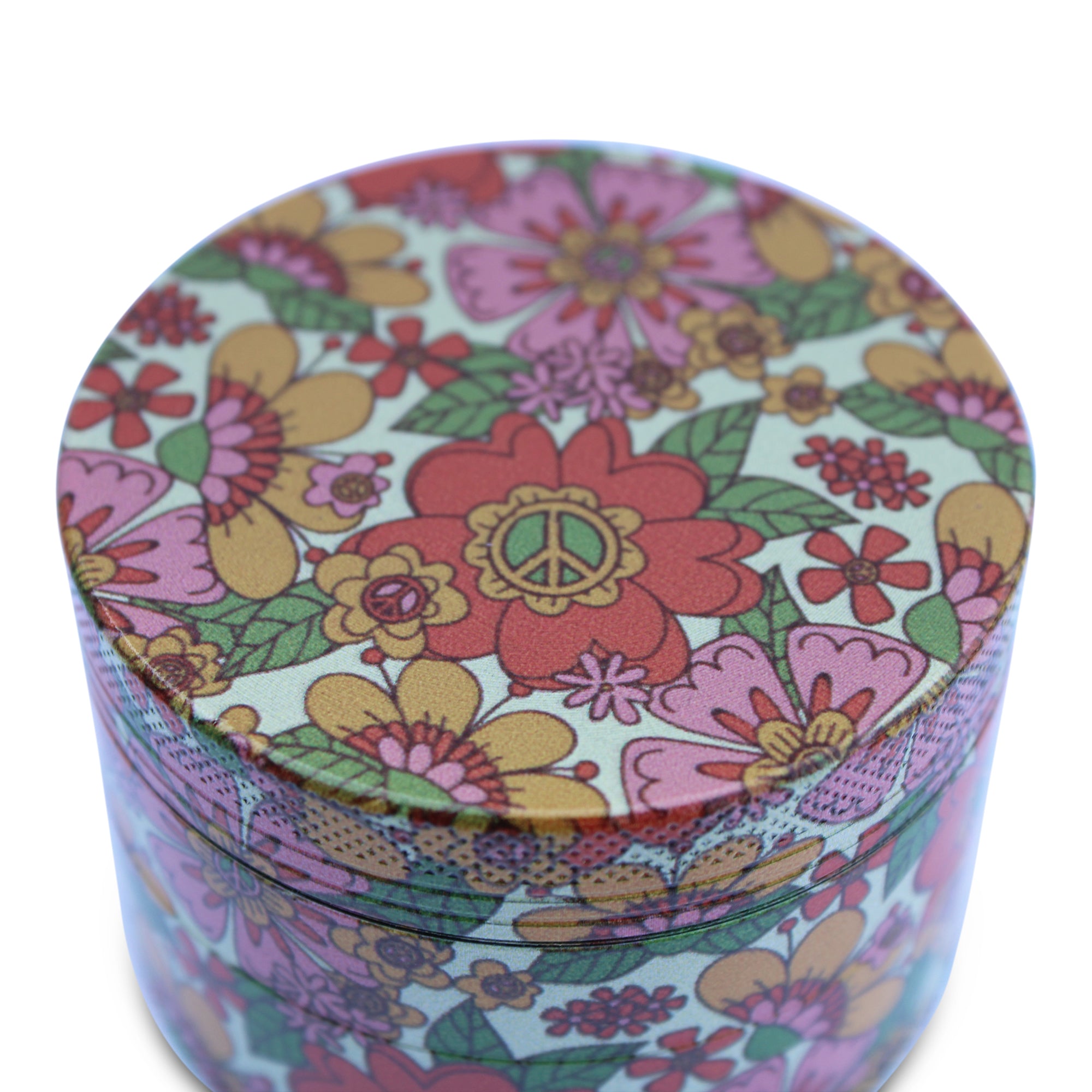 Weed Grinder - Hippy Flowers Peace Sign Grinder
