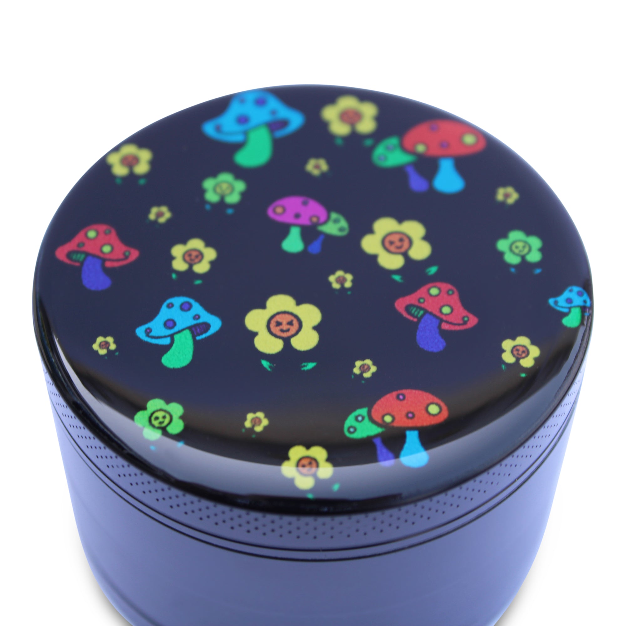 Weed Grinder Hippy Mushrooms & Flowers 2.5" x 1.75"