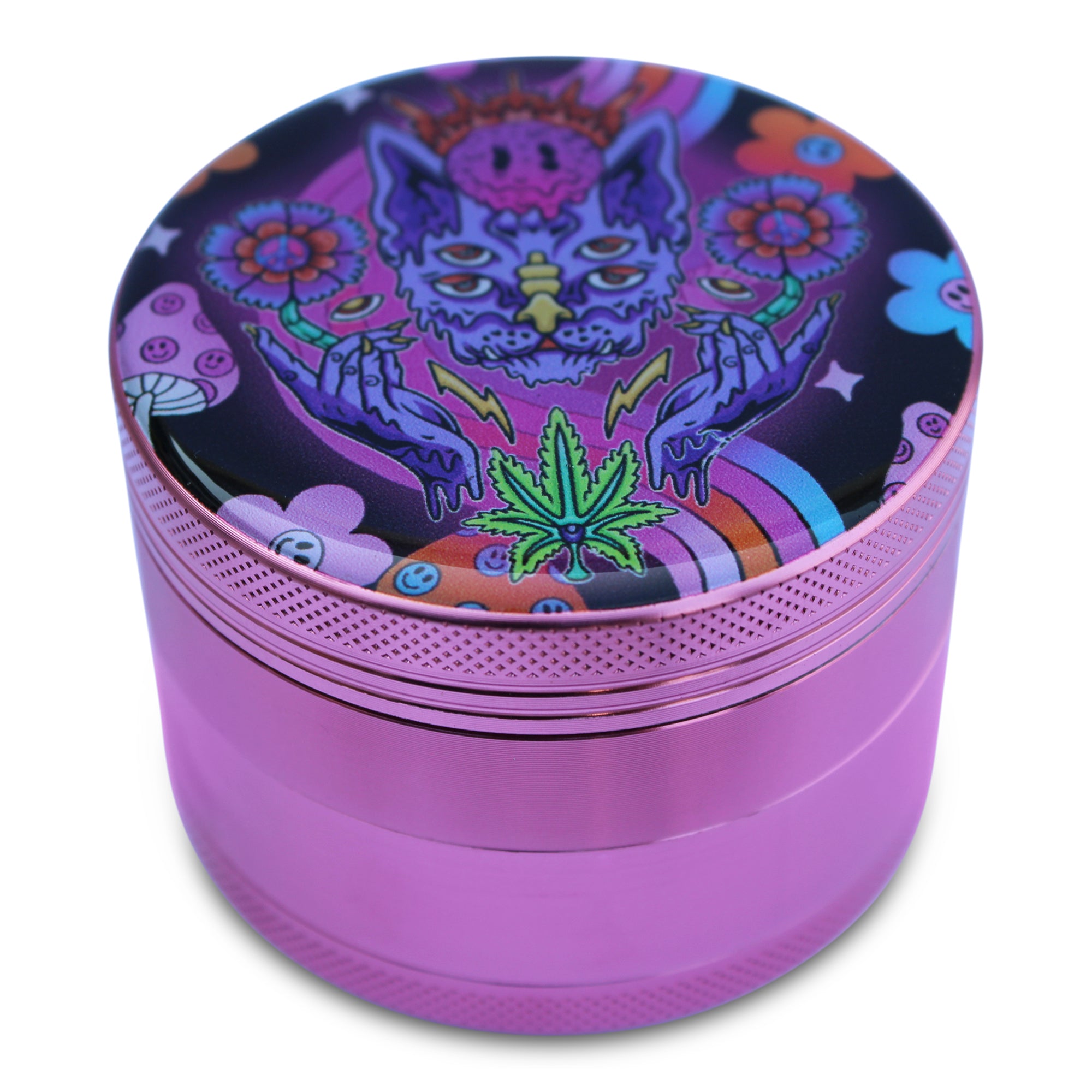 Weed Grinder Trippy Lazer Cat Melting Art Grinder