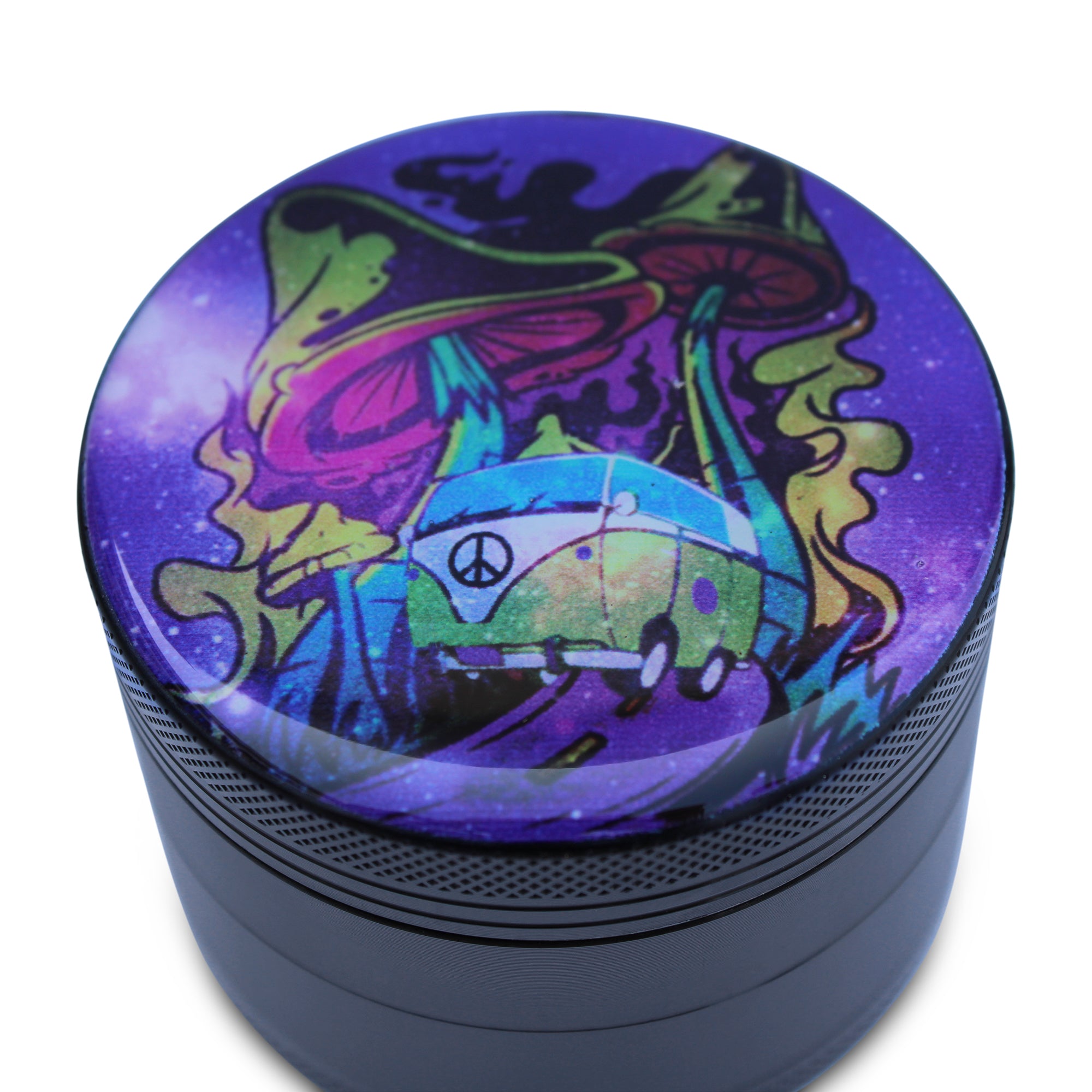 Weed Grinder Hippy Bus Mushroom Artwork
