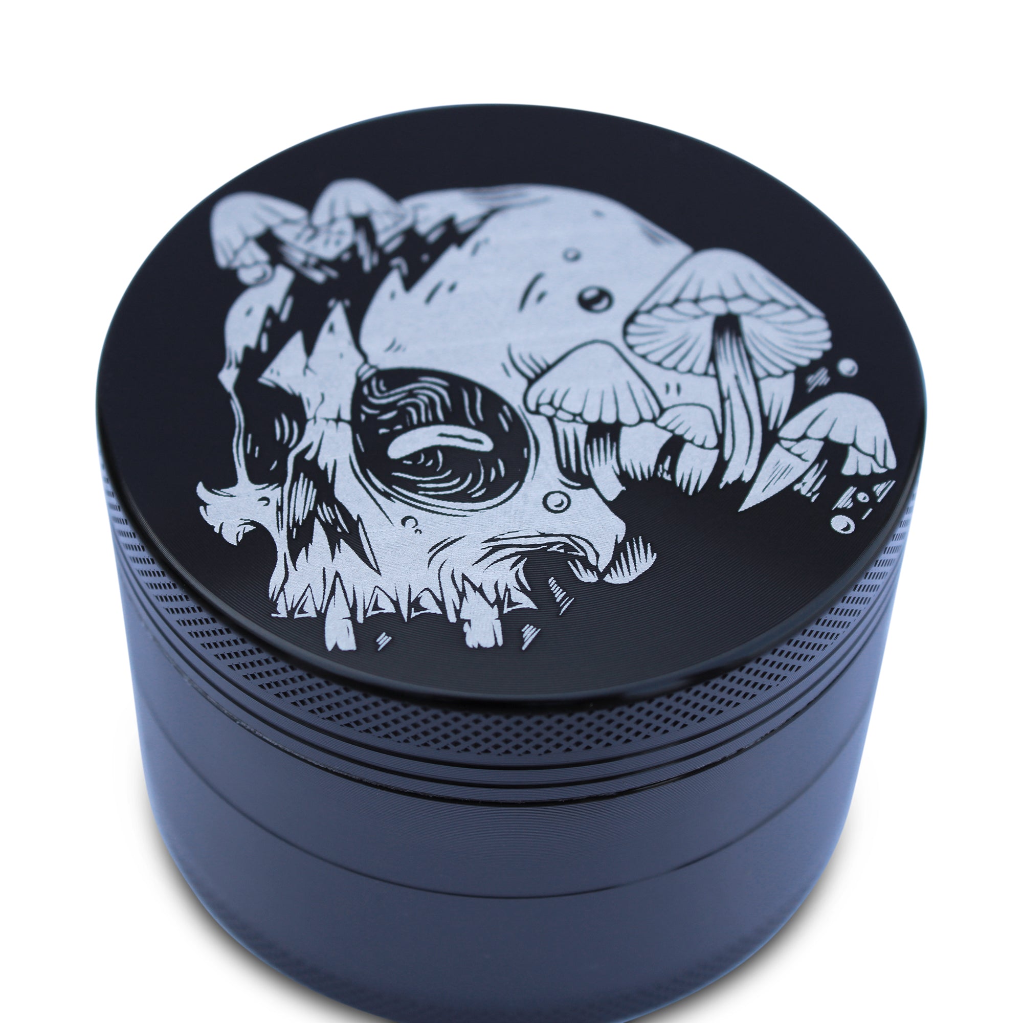 weed grinder laser etched skull mushroom grinder