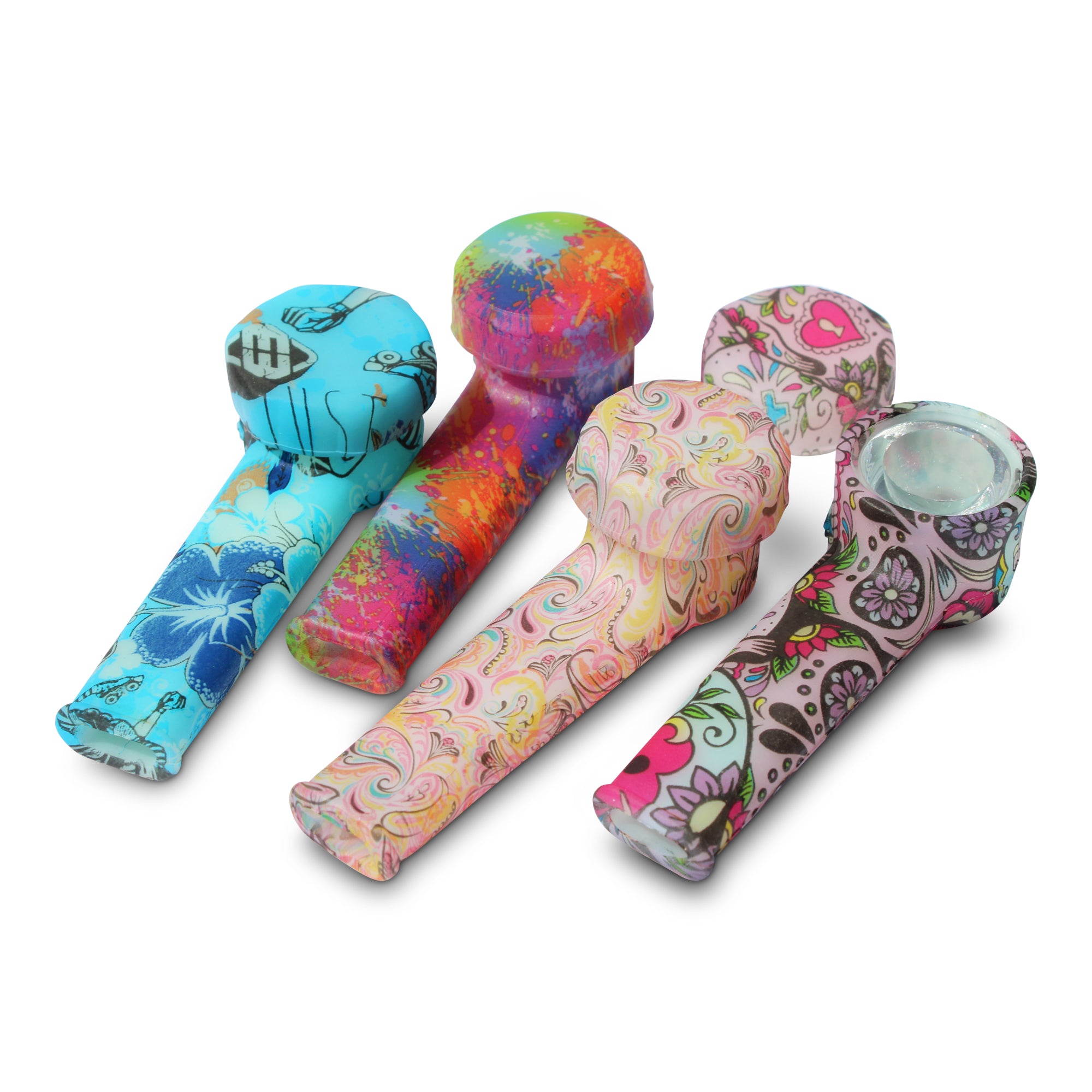 silicone pipe with glass bowl silicone bowl pipe glow in dark pipe