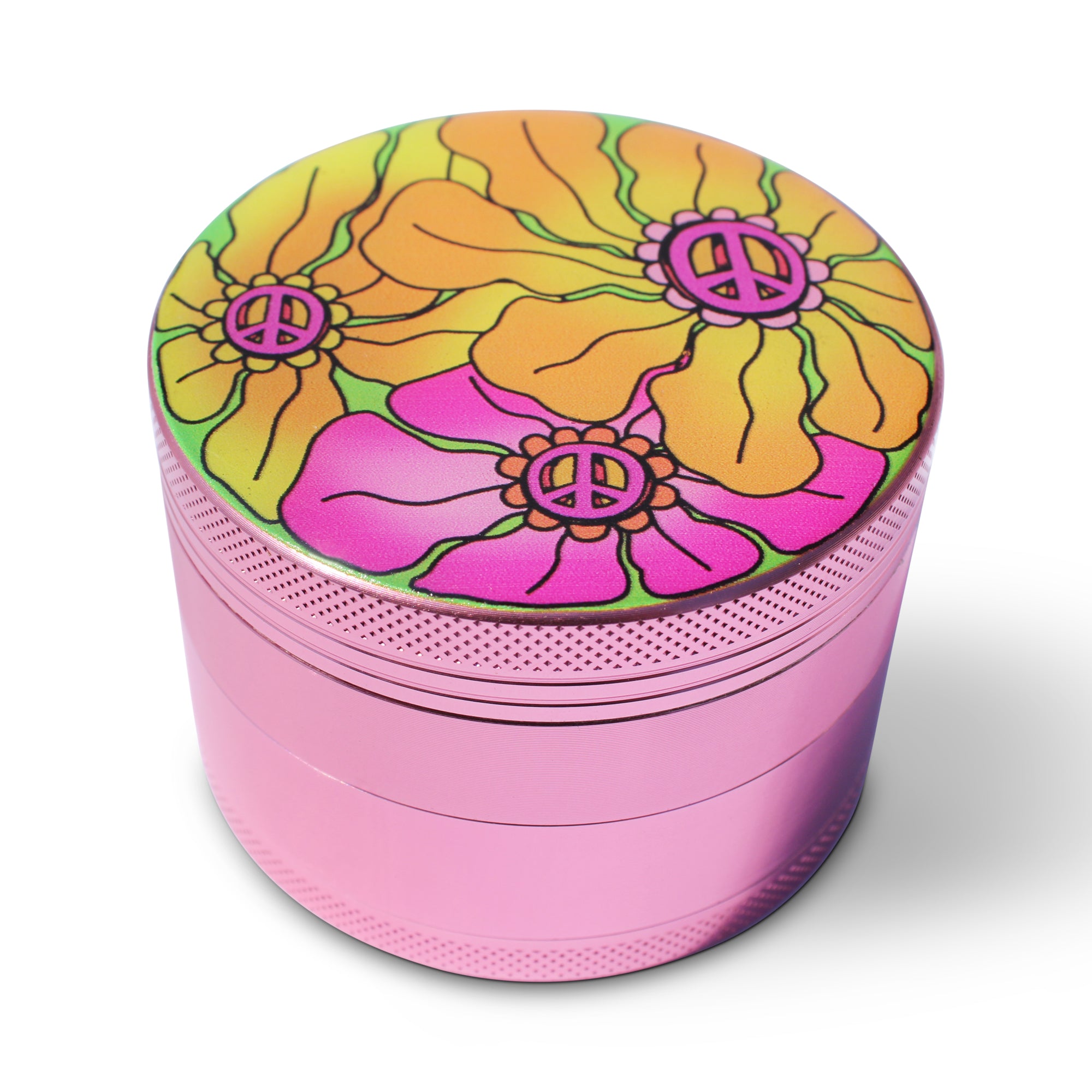 Weed Grinder Aluminum Pink Hippy Peace