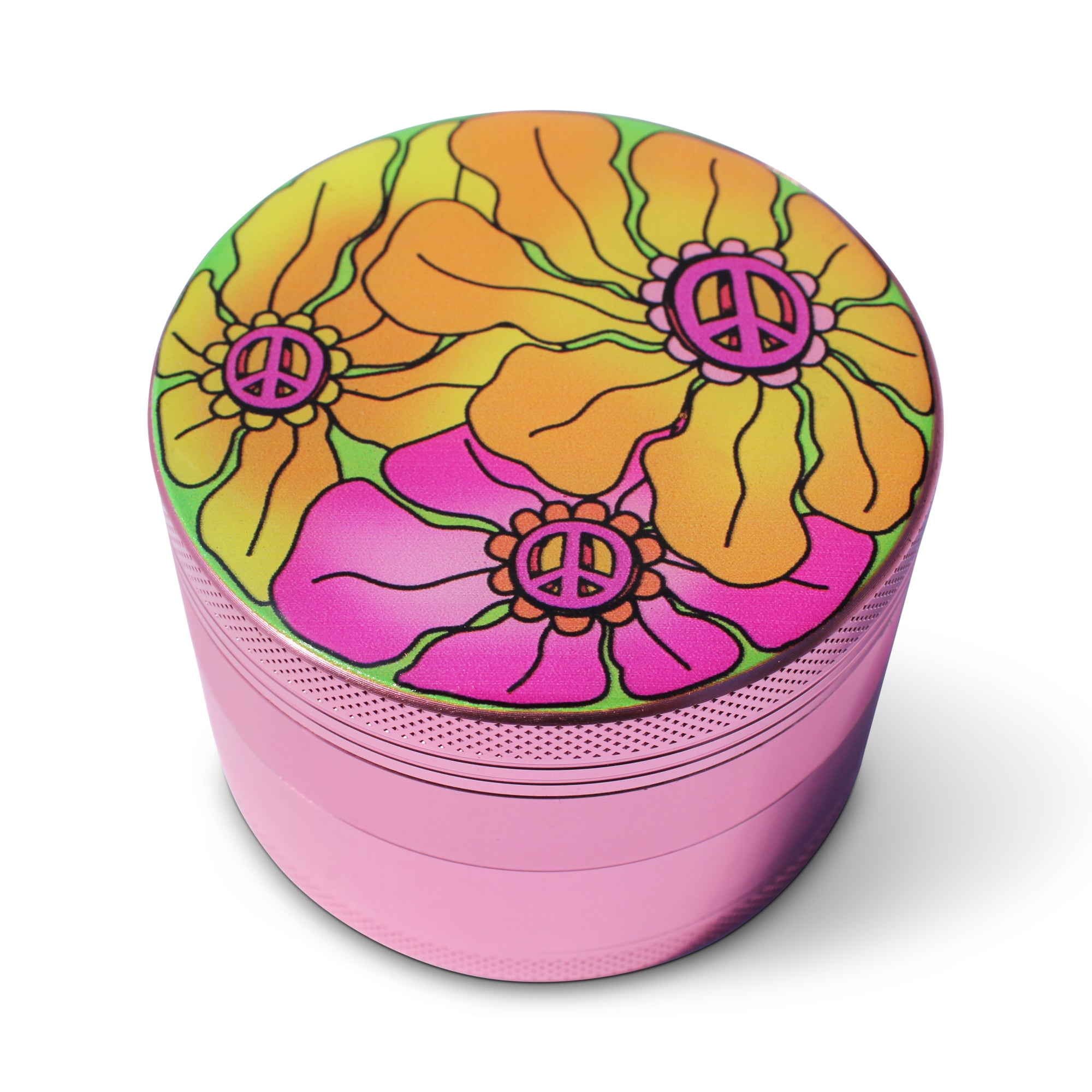 Weed Grinder Aluminum Pink Hippy Peace
