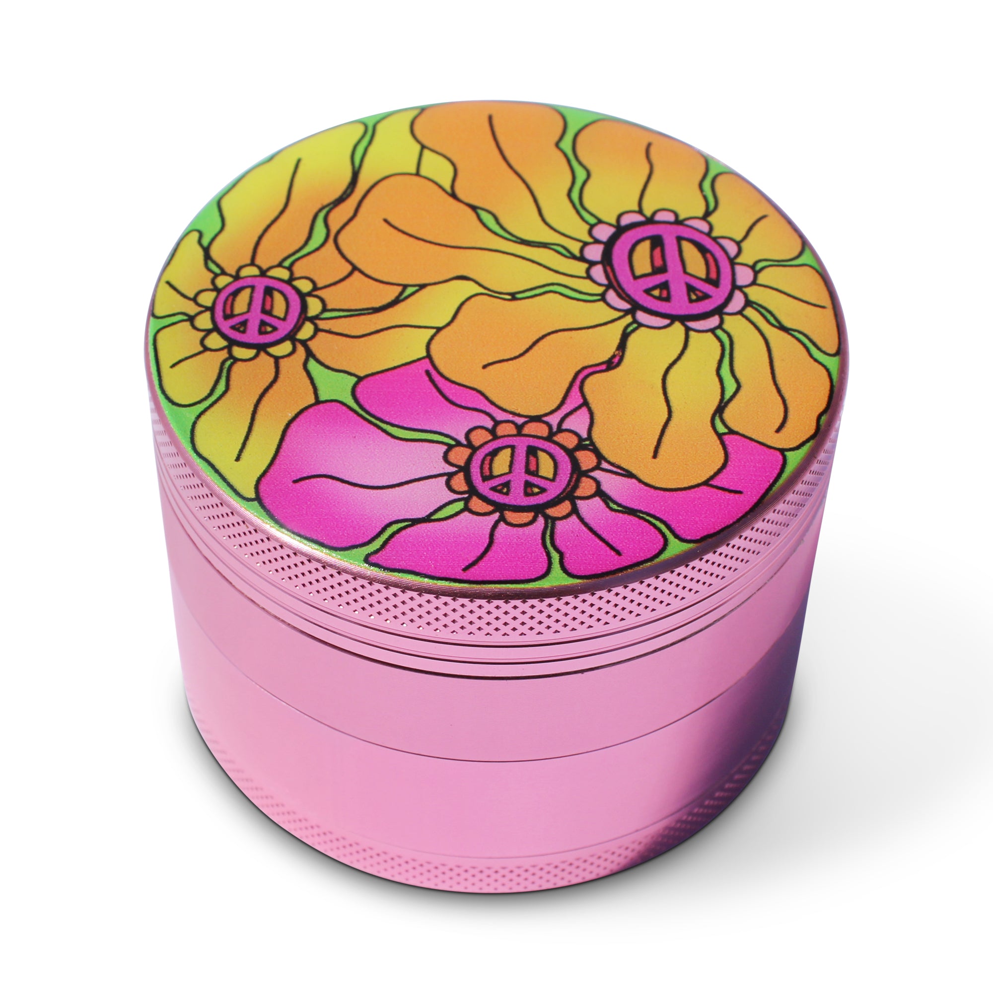weed grinder hippy flowers peace sign trippy grinder