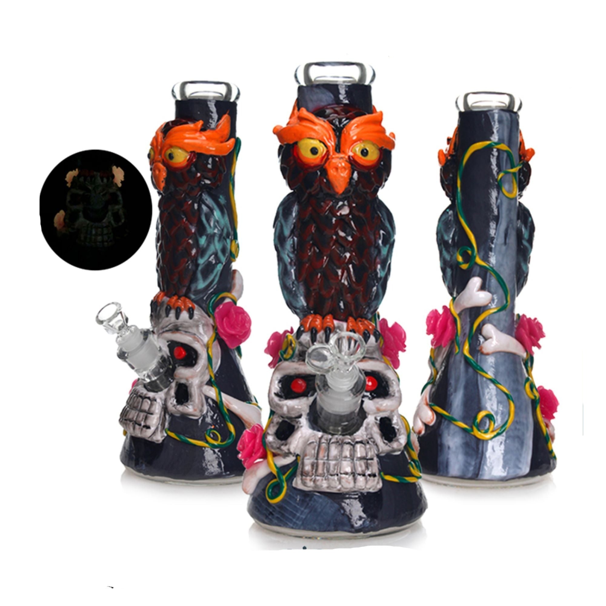 owl bong phoenix star bong skull bong 3d hand painted bong monster bong owl bong skull bong