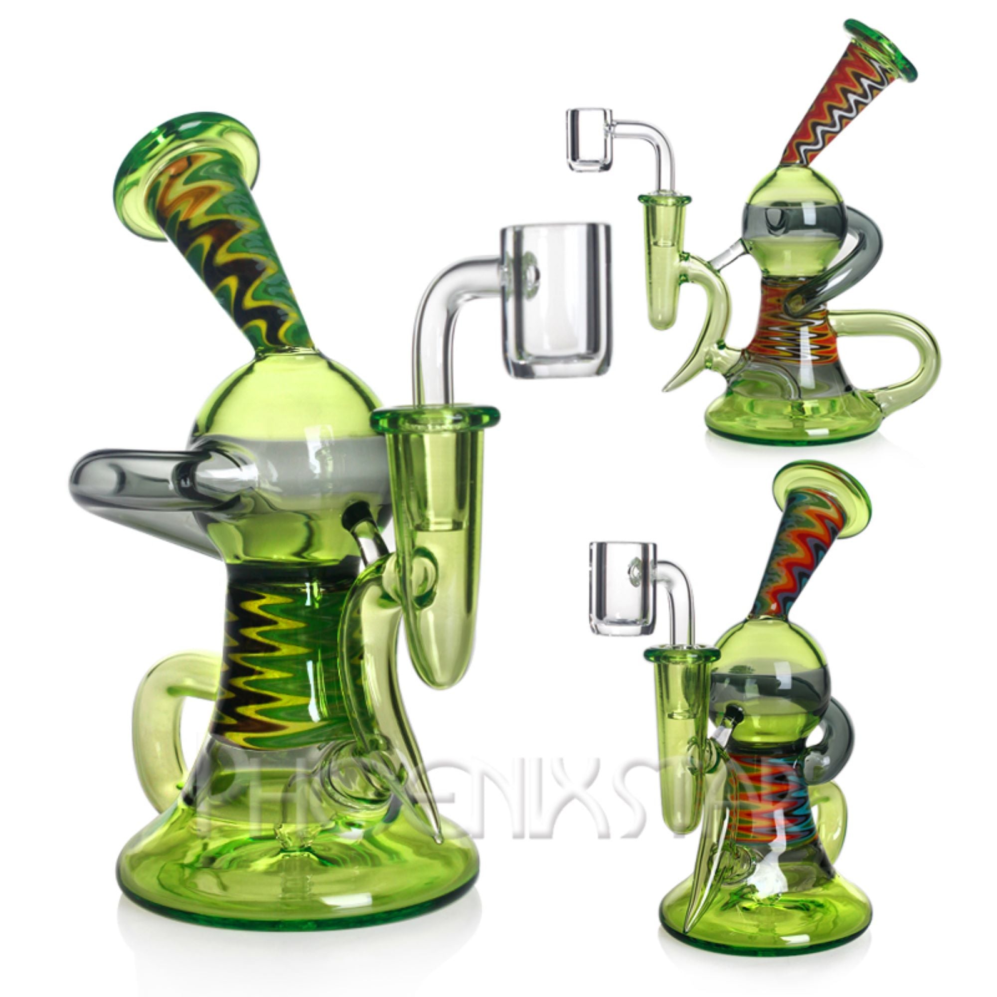 Recycler Bong Dab Rig American Glass 7" Phoenix Star Brand Bong