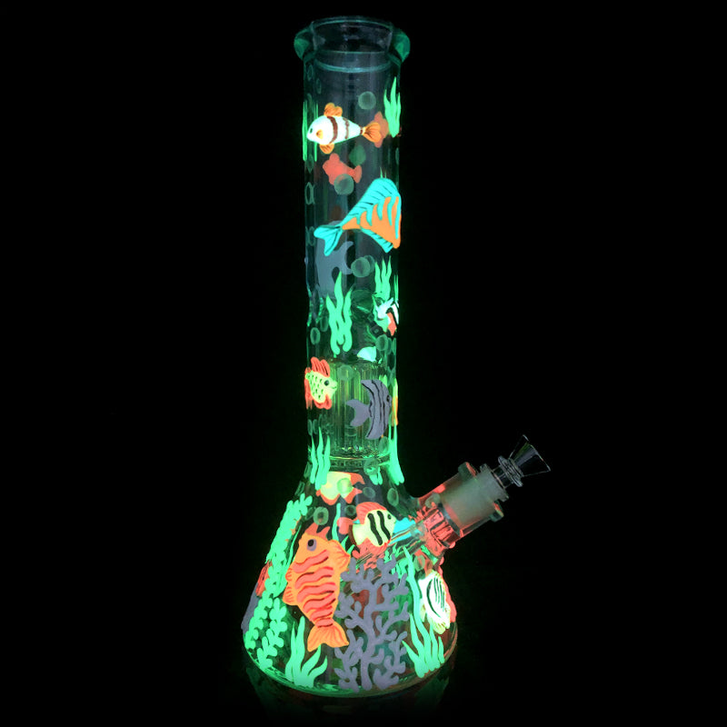 Bong - Under Sea Fish GLOW IN DARK 13"
