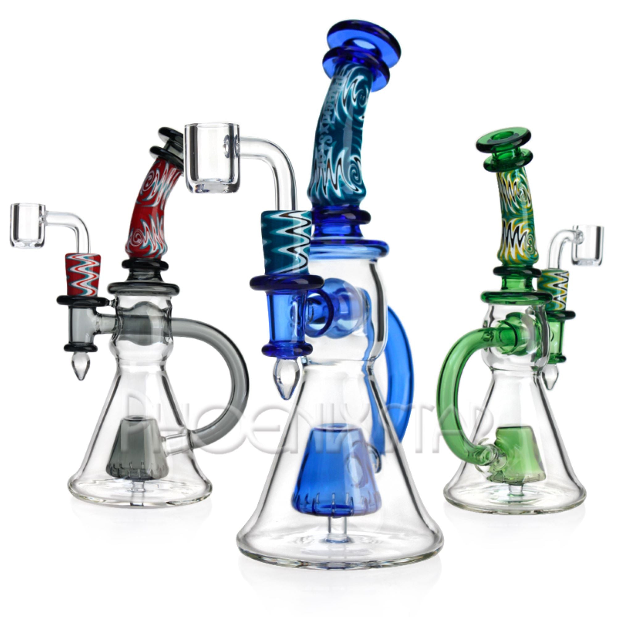 recycler bong mini bong phoenix star quartz banger 14mm wig wag american glass