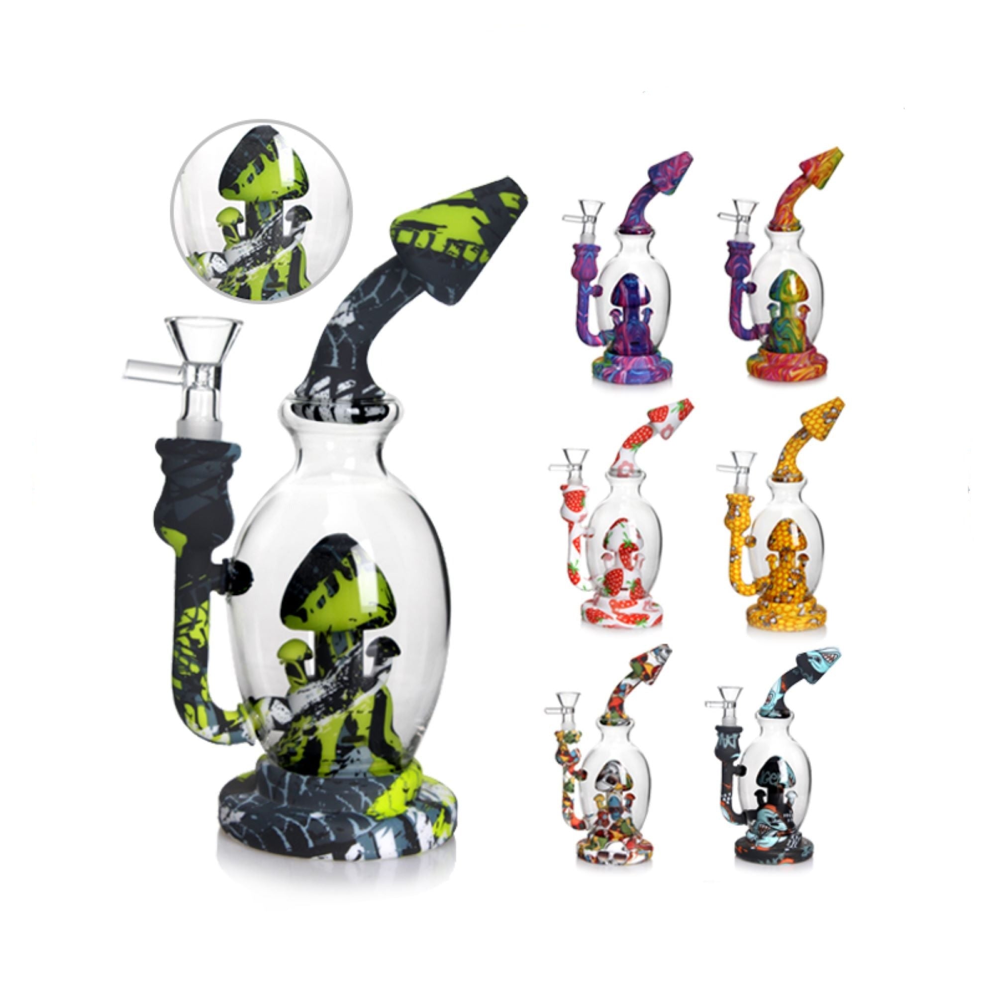 silicone bong mushroom bong silicone and glass bong 8 inch 
