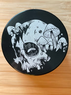 Weed Grinder Laser Etched Skull & Mushrooms