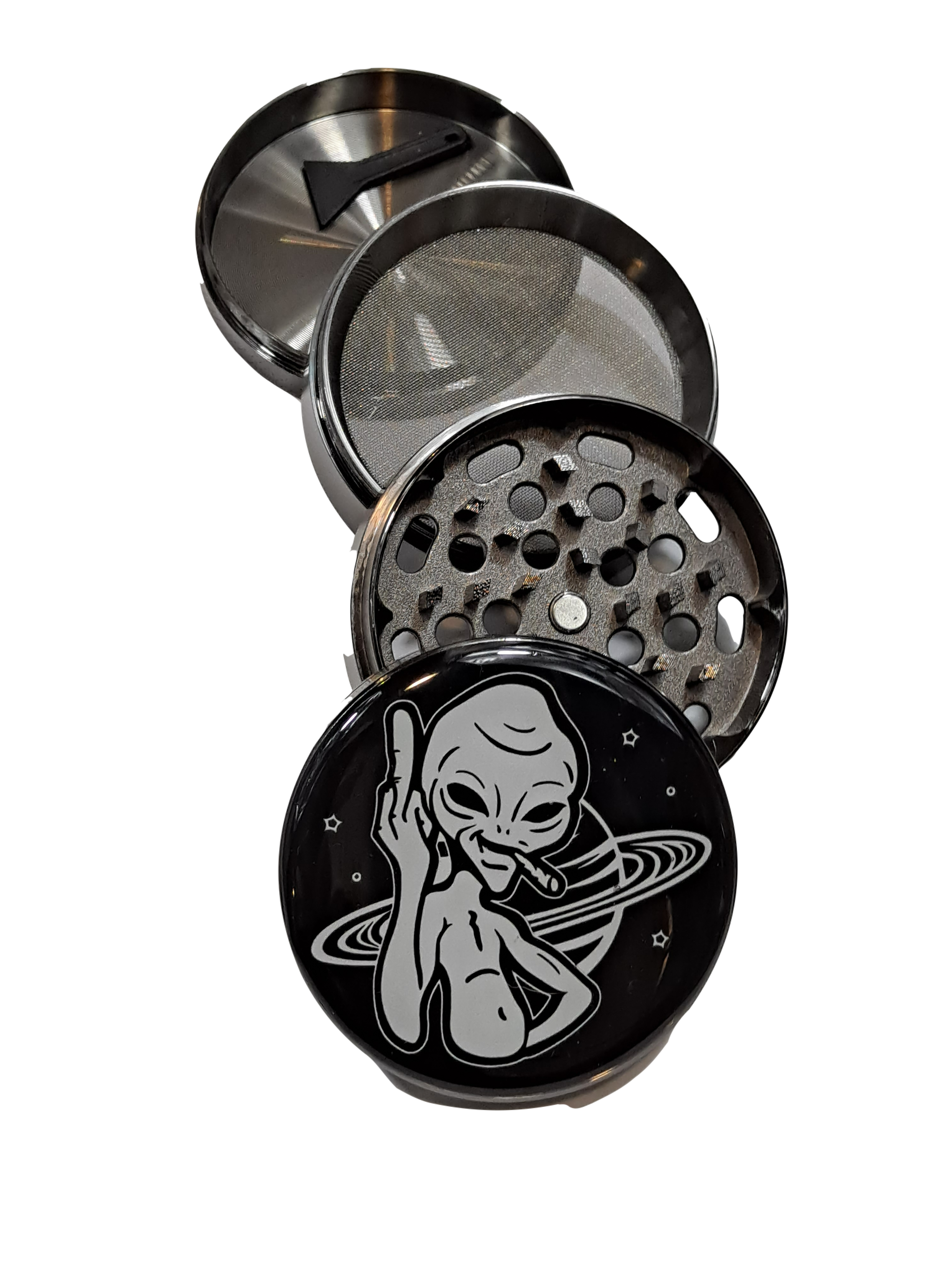 Herb Grinder 2.5" x 1.75" Alien Middle Finger