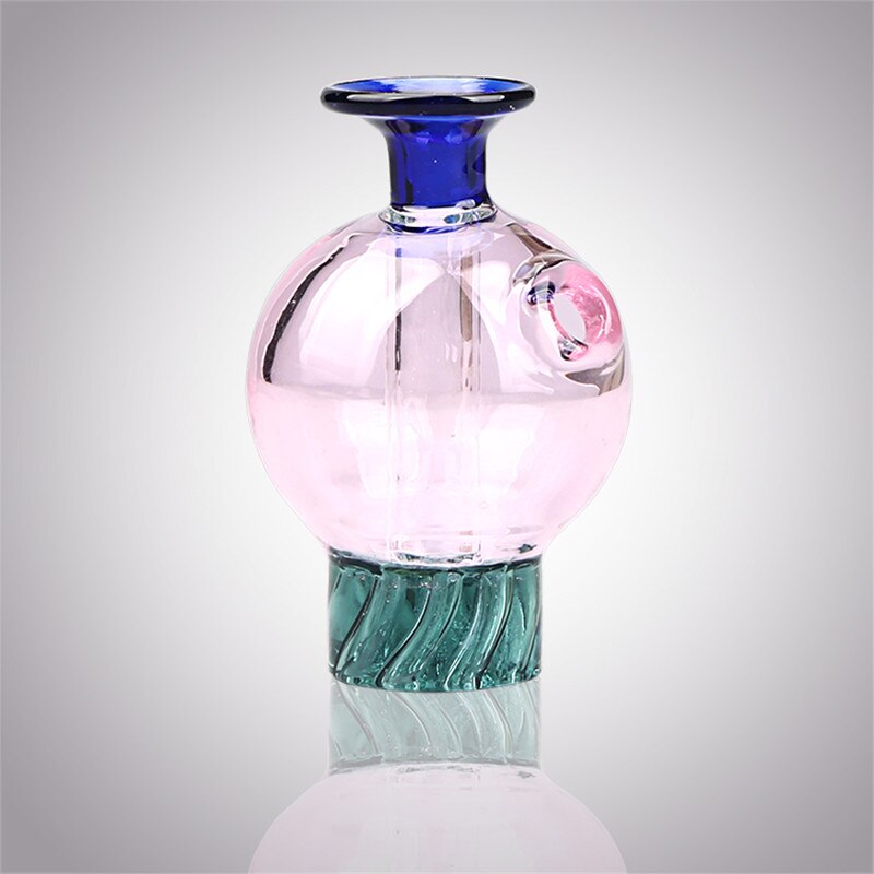 Carb Cap Bubble w Vortex Cyclone Slits w Two Terp Pearls- pink and blue