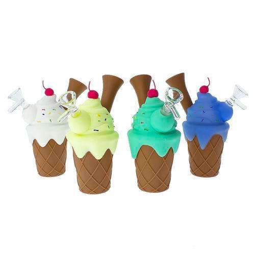 Silicone Ice Cream Bong Water Pipe 7"