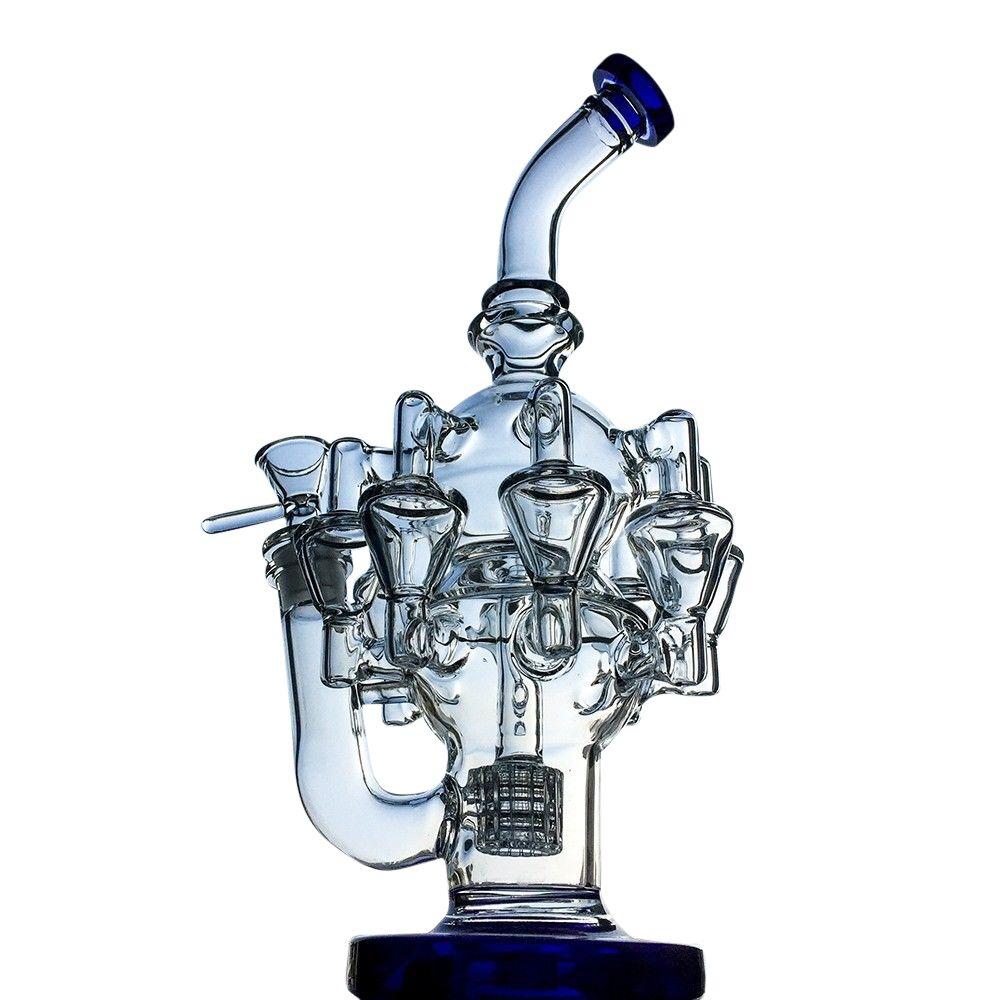 Glass Recycler Bong Octopus 11" Rig Water Pipe dab rig matrix perc recycler bong